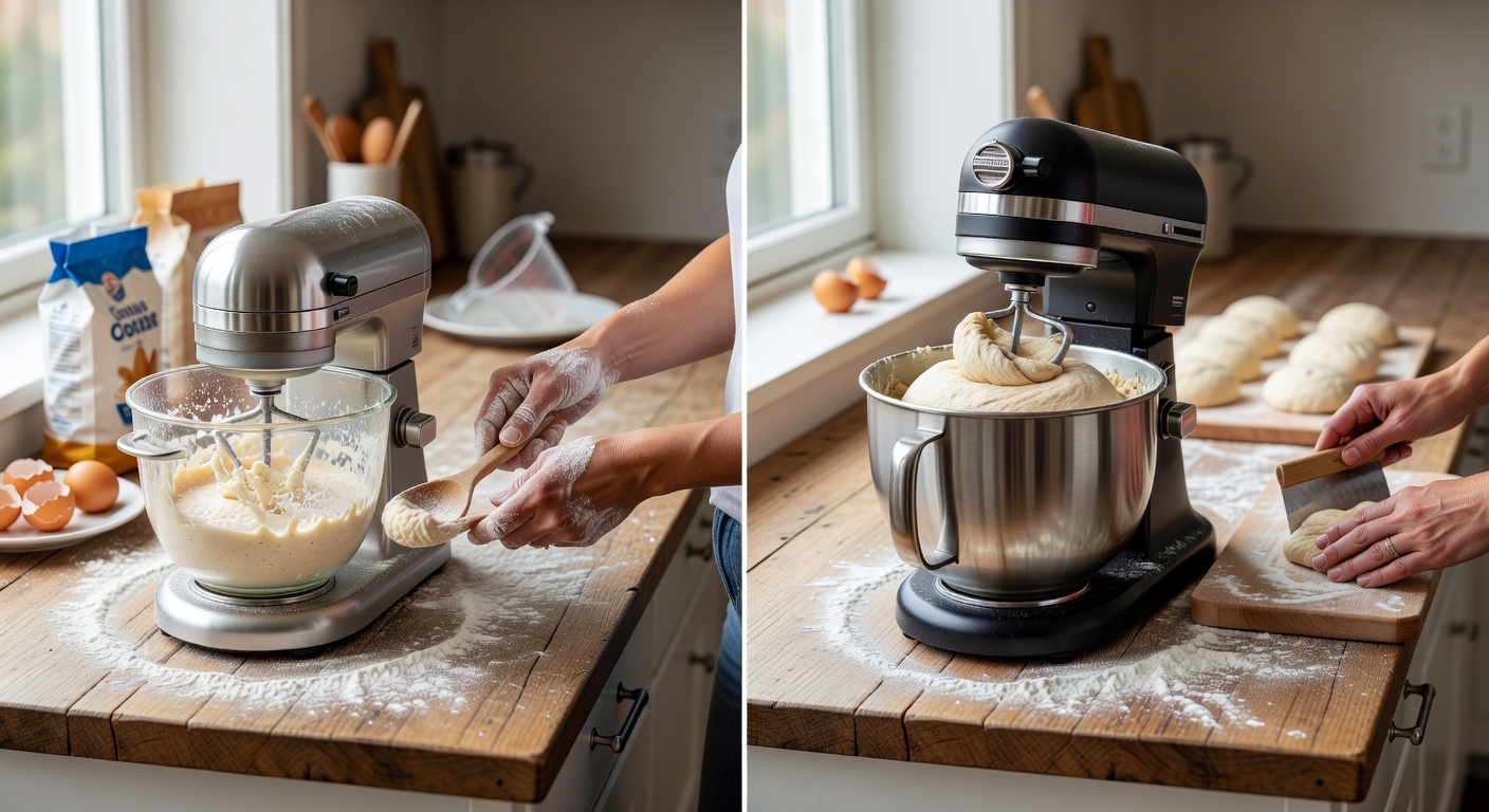 Comparison chart of stand mixer power vs. capacity with real-user baking scenari…