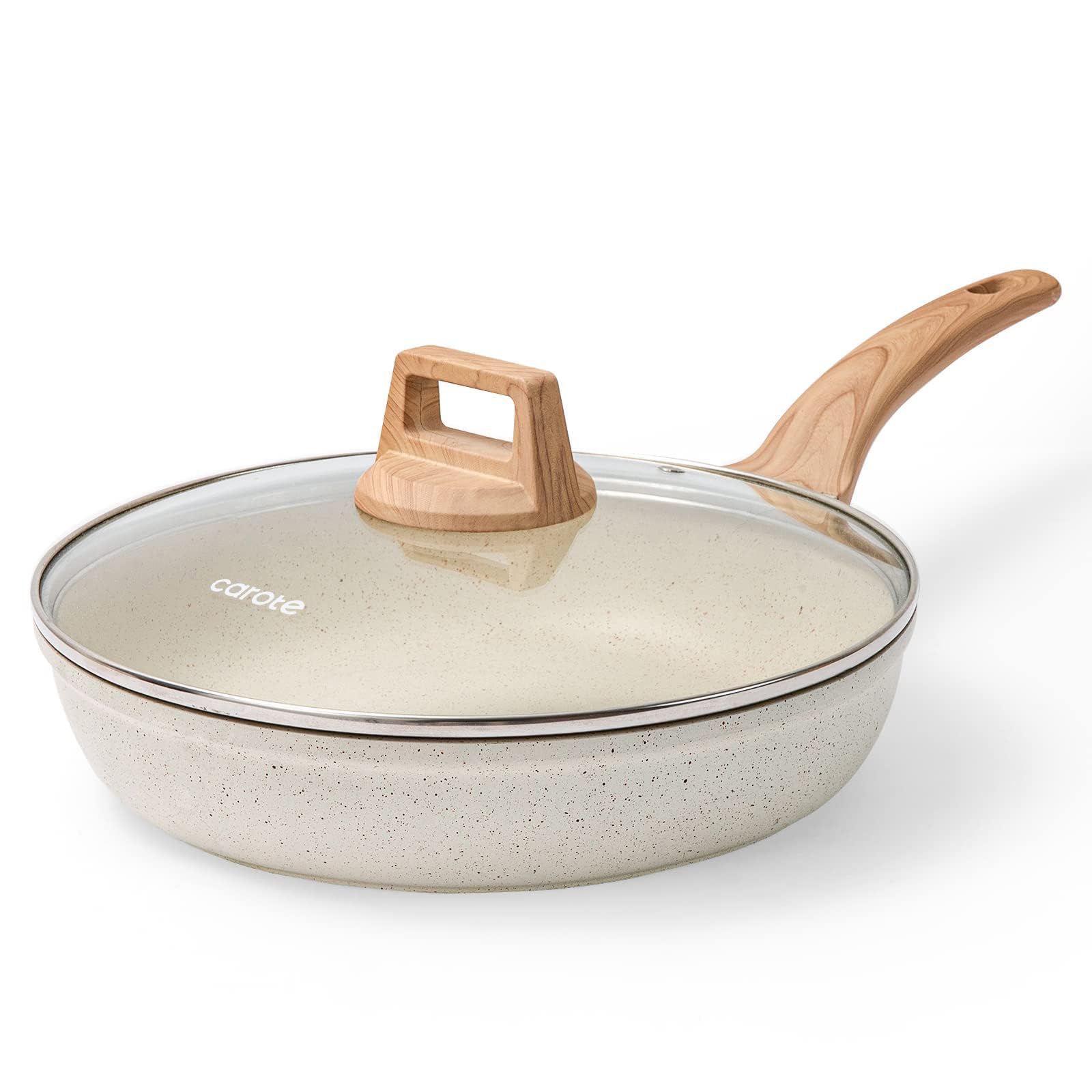 CAROTE Nonstick Frying Pan Skillet, 10 Inch Non Stick Fry Pan with Lid