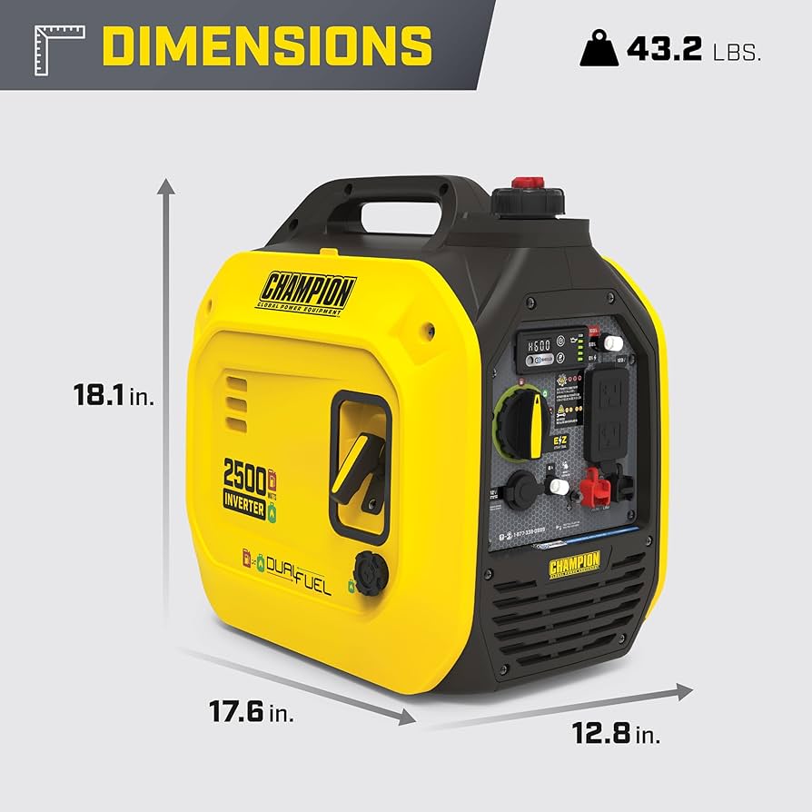 Champion Power Equipment 200951 2500-Watt Dual Fuel Portable Inverter Generator
