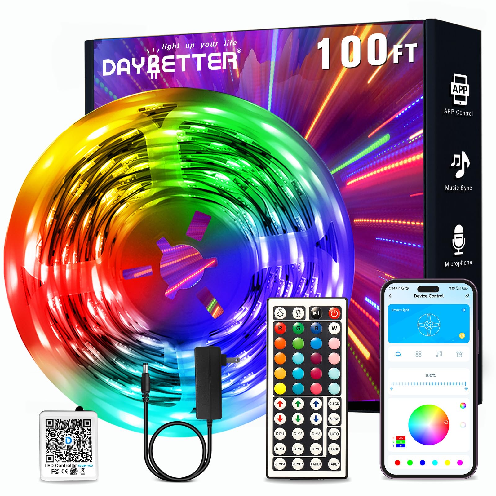 DAYBETTER Led Strip Lights 100ft (32.8ft x3)