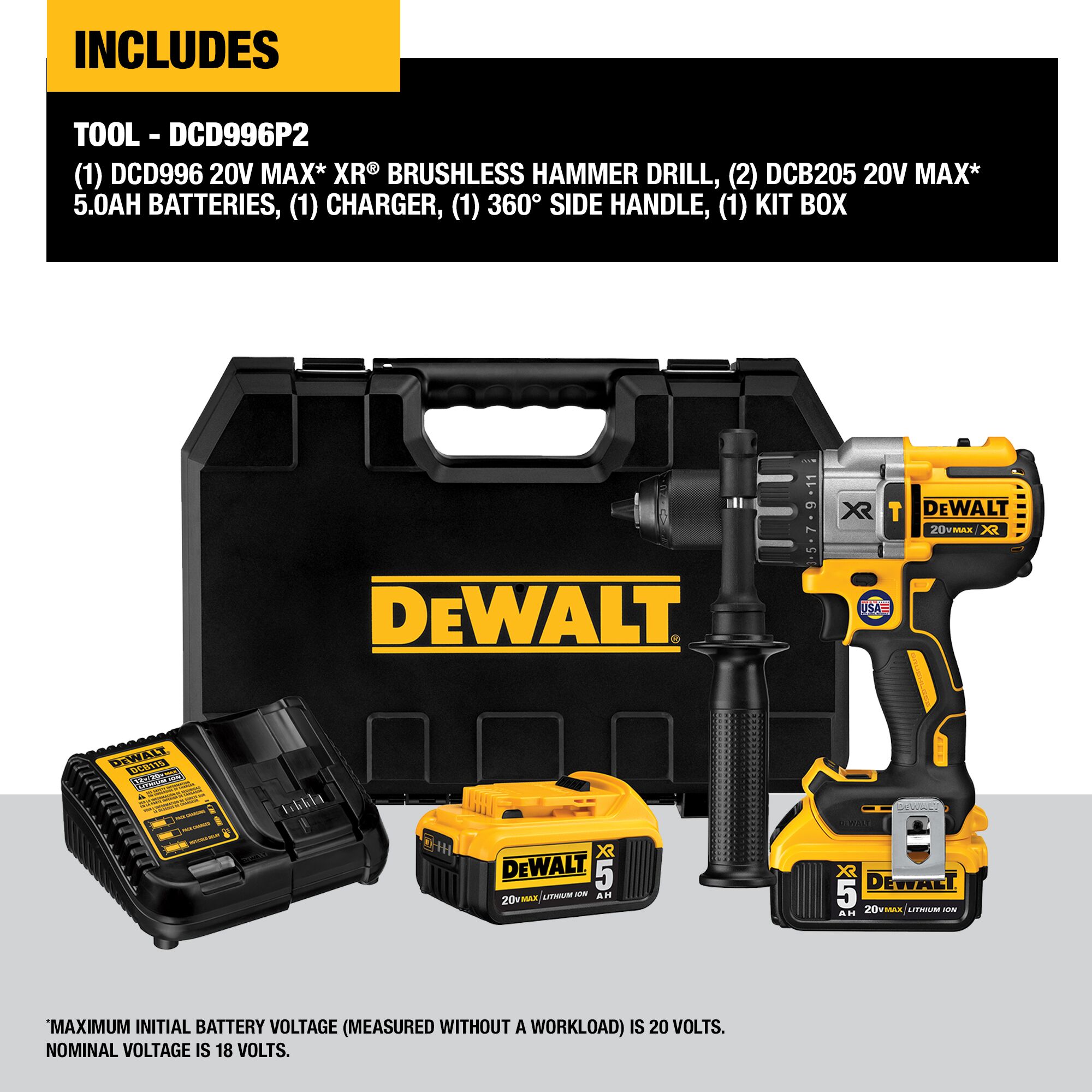 DeWalt DCD996P2 20V MAX XR Hammer Drill Kit