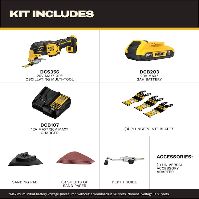 DEWALT DCS356D1 20V MAX 3-Speed Oscillating Multi-Tool Kit