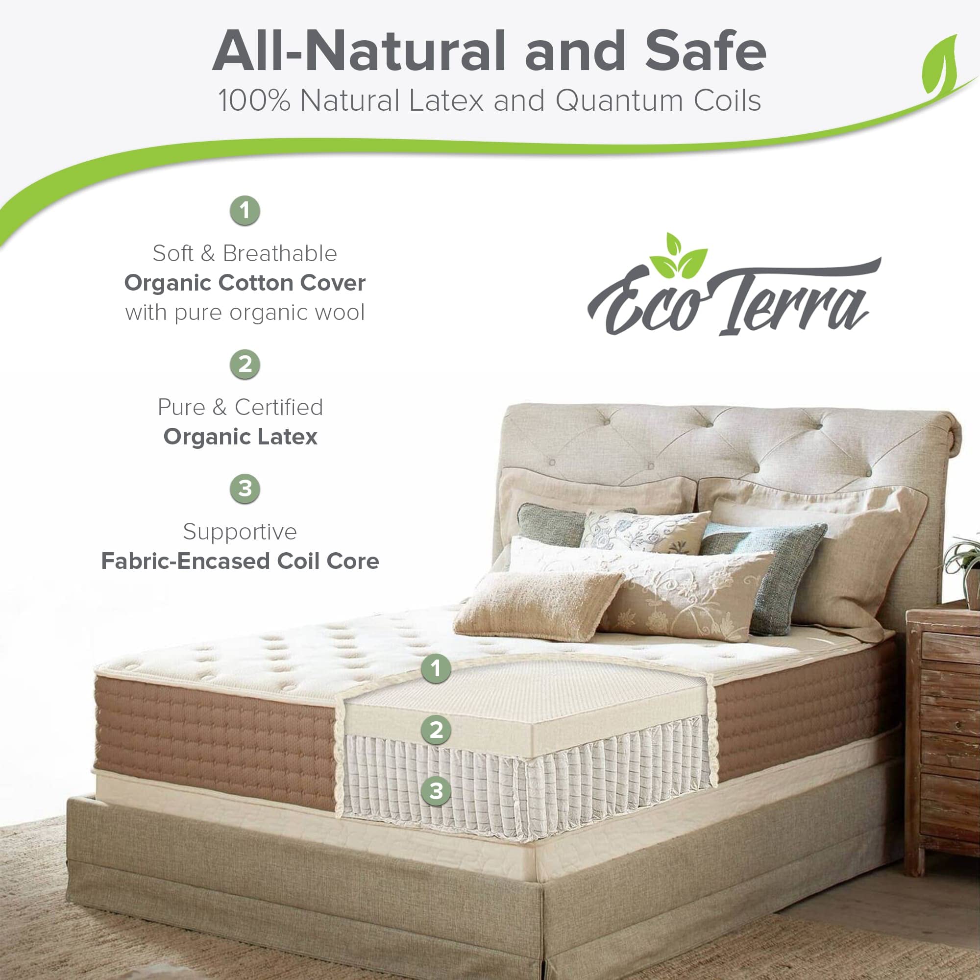 Eco Terra Organic Latex Mattress, 10 Inch, Queen