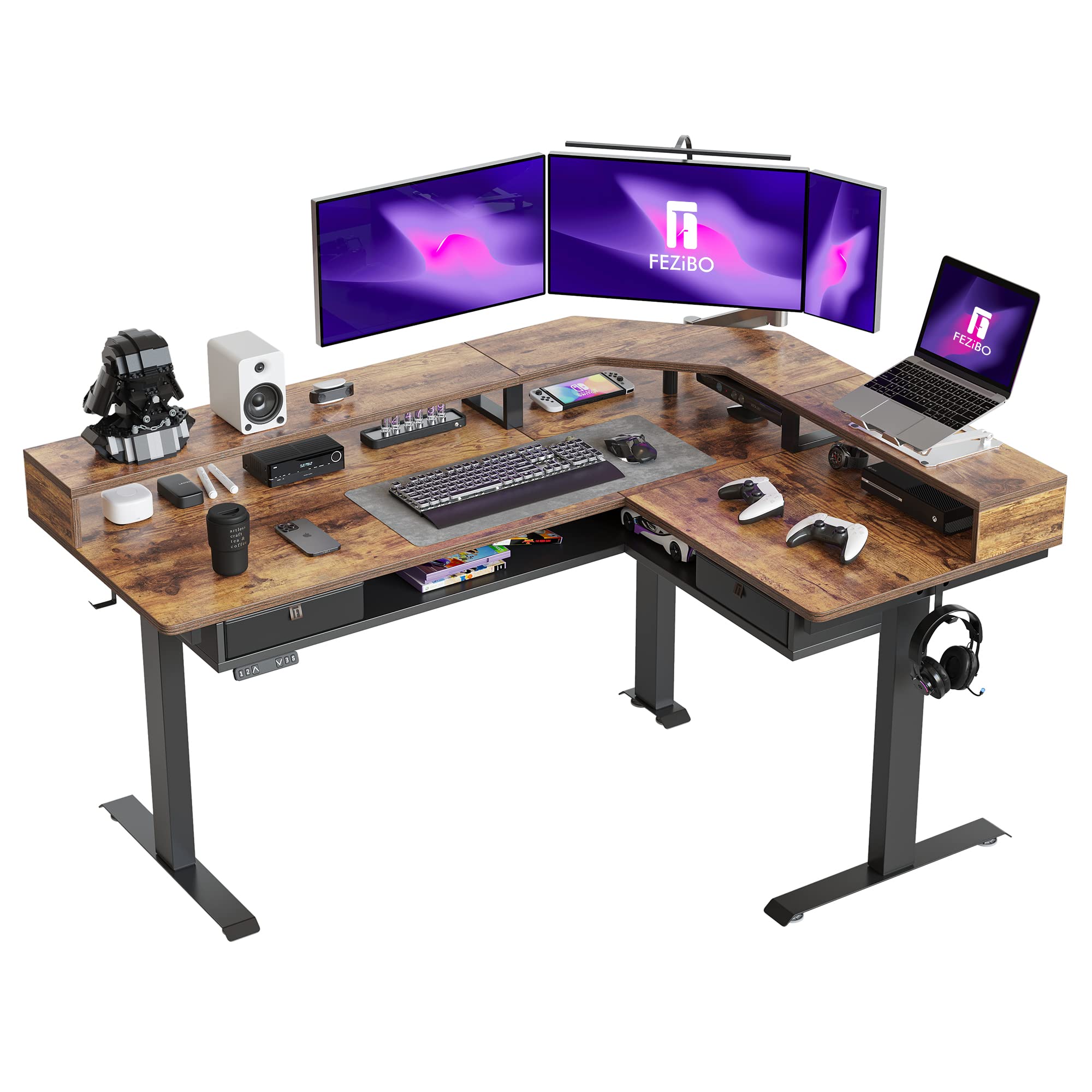 FEZIBO L-Shaped Electric Standing Desk