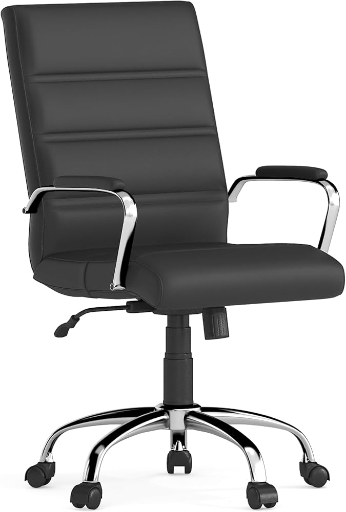 Flash Furniture Mid-Back Black Leather Executive Swivel Office Chair