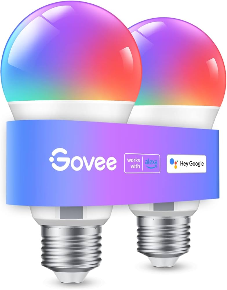 Govee Smart Light Bulbs, Matter Smart Bulbs, WiFi & Bluetooth Color Changing Light Bulb, Works with Alexa Google Home Apple HomeKit, RGBIC Dimmable 800LM 2Pack