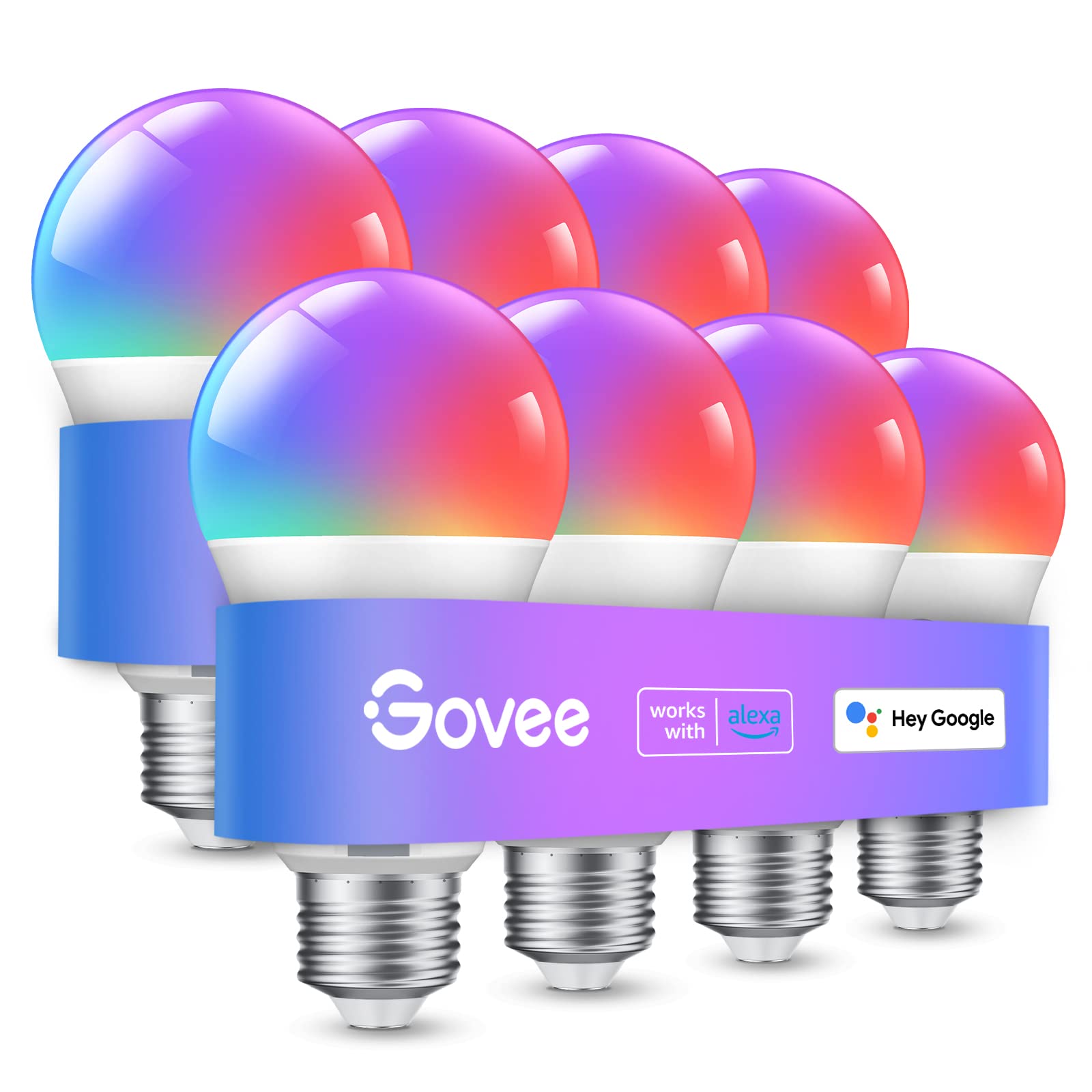Govee Smart Light Bulbs, WiFi Light Bulbs RGBWW Color Changing, Smart Bulb Works with Alexa Google Home, No Hub Required, APP Control, 800LM 2Pack