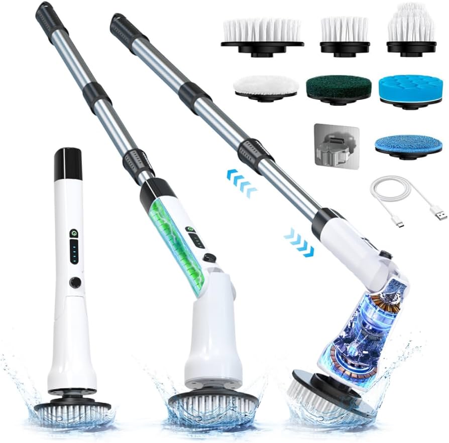 HOLIFE Electric Spin Scrubber, Power Brush Cleaner with 6 Replaceable Brush Heads