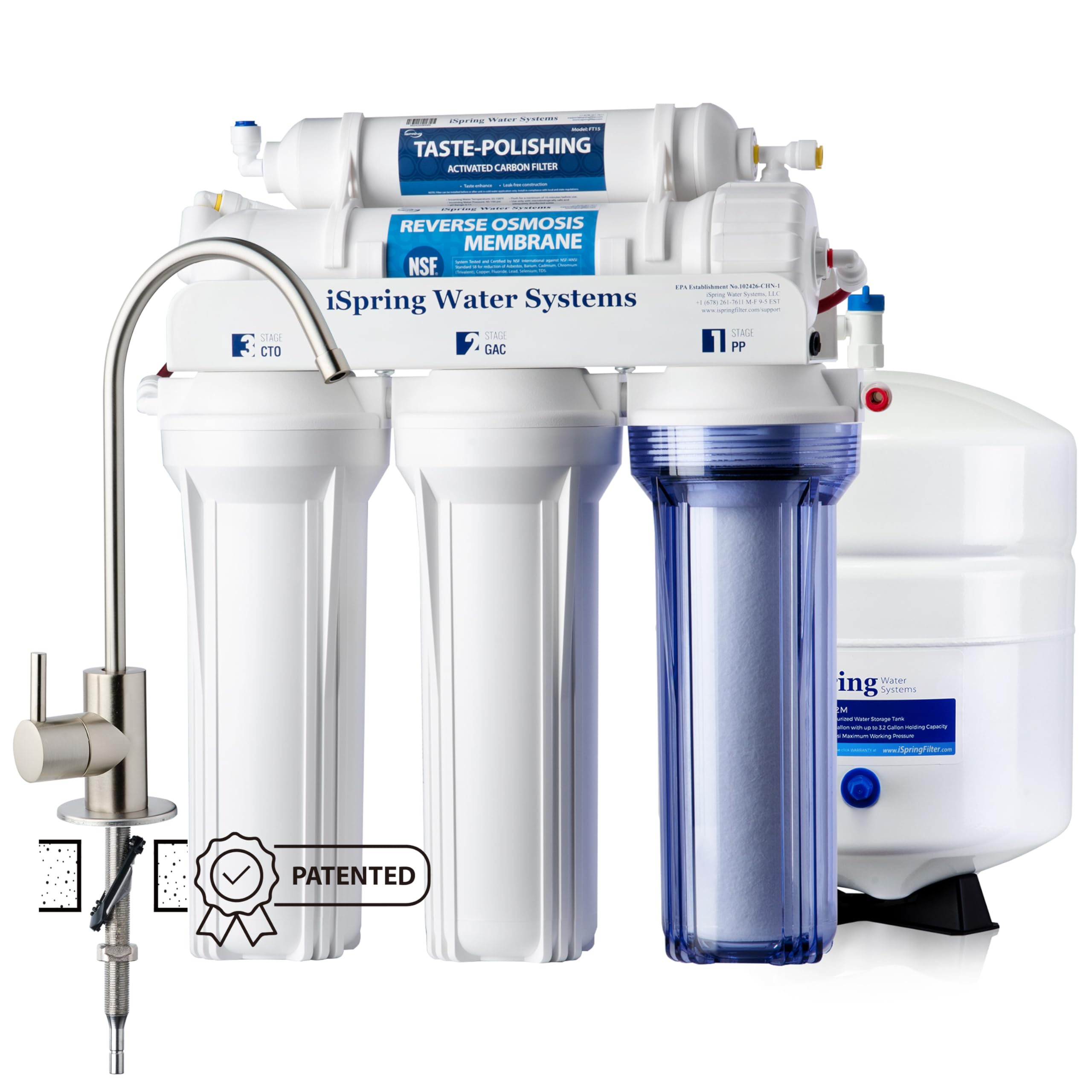 iSpring RCC7 5-Stage Under-Sink Reverse Osmosis Drinking Water Filter System with Alkaline Remineralization