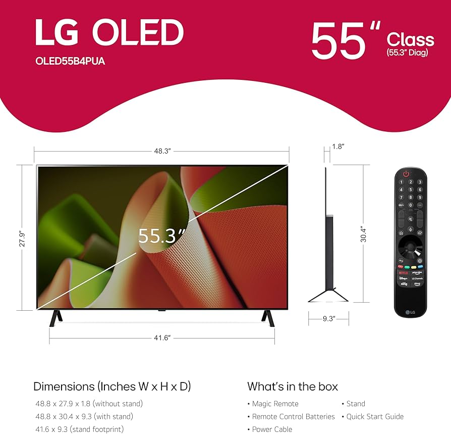 LG 55-Inch Class B4 Series OLED evo 4K UHD Smart webOS TV (OLED55B4PUA)