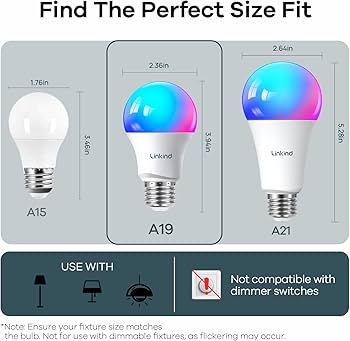 LPHUMEX Smart Light Bulbs, WiFi Smart LED Light Bulbs Works with Alexa and Google Home, No Hub Required, RGB Color Changing Dimmable E26 Bulbs 2Pack