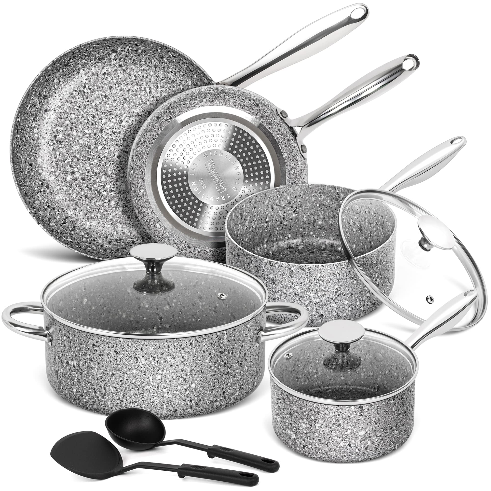 MICHELANGELO 10 Pcs Nonstick Pots and Pans Set