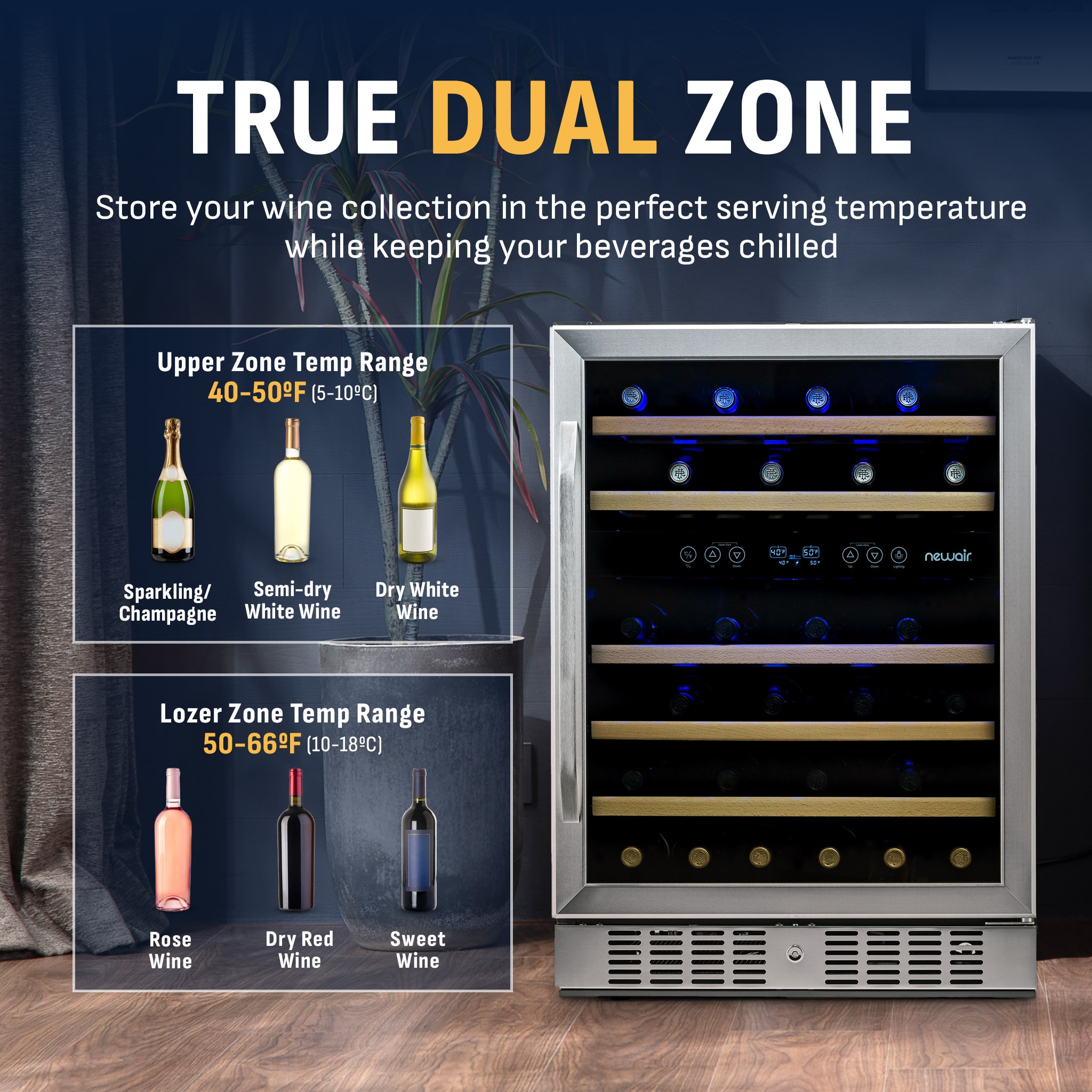 NewAir AWR-460DB Dual Zone 46-Bottle Wine Cooler