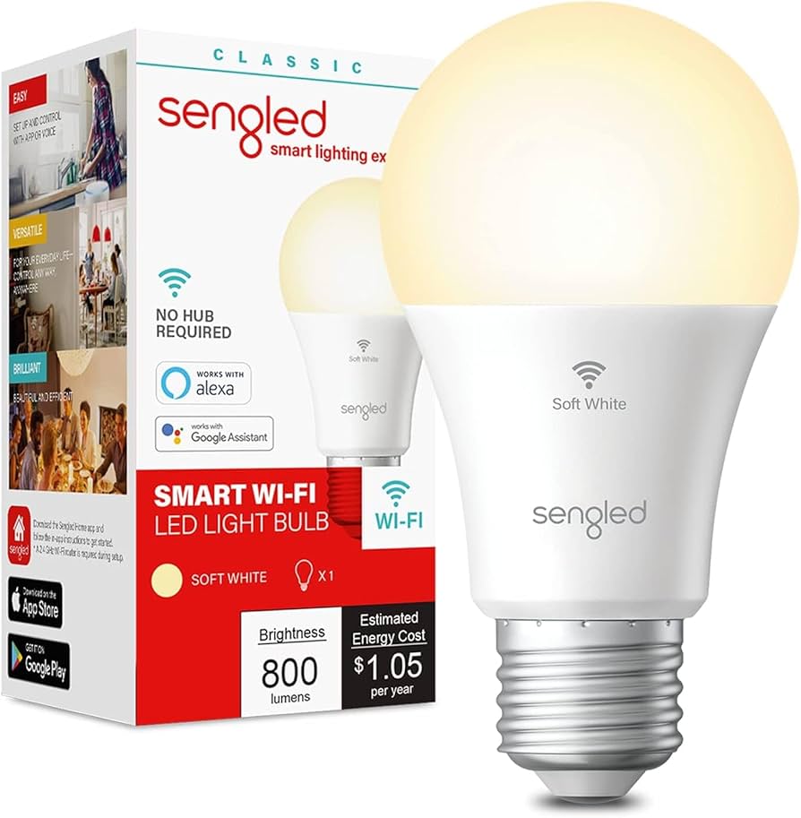Sengled Smart Light Bulbs, WiFi Light Bulbs No Hub Required, Smart LED Bulbs Work with Alexa and Google Home, Dimmable A19 Bulb 800LM 2700K Soft White 2 Pack