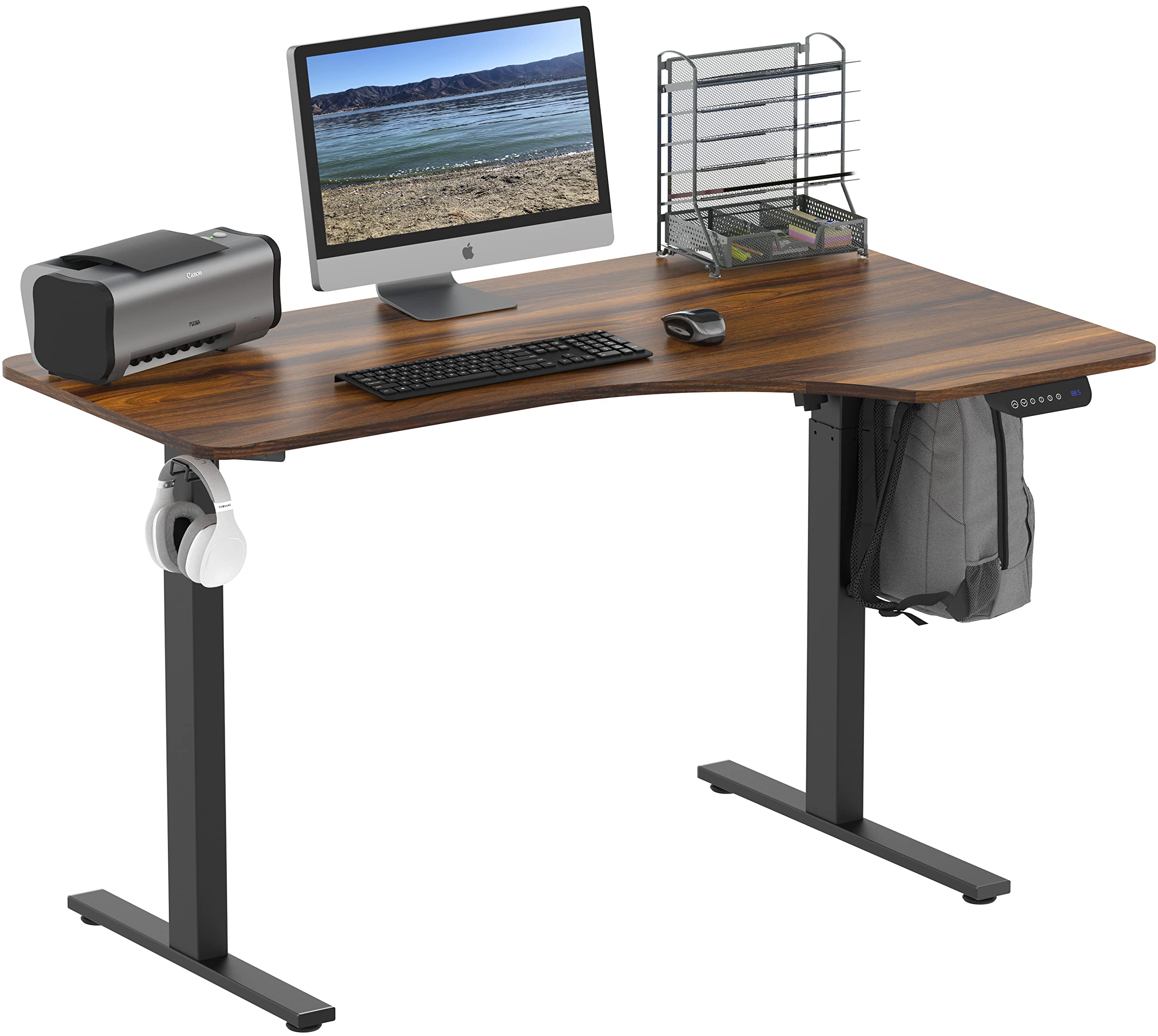 SHW Electric Height Adjustable L-Shaped Desk 55"