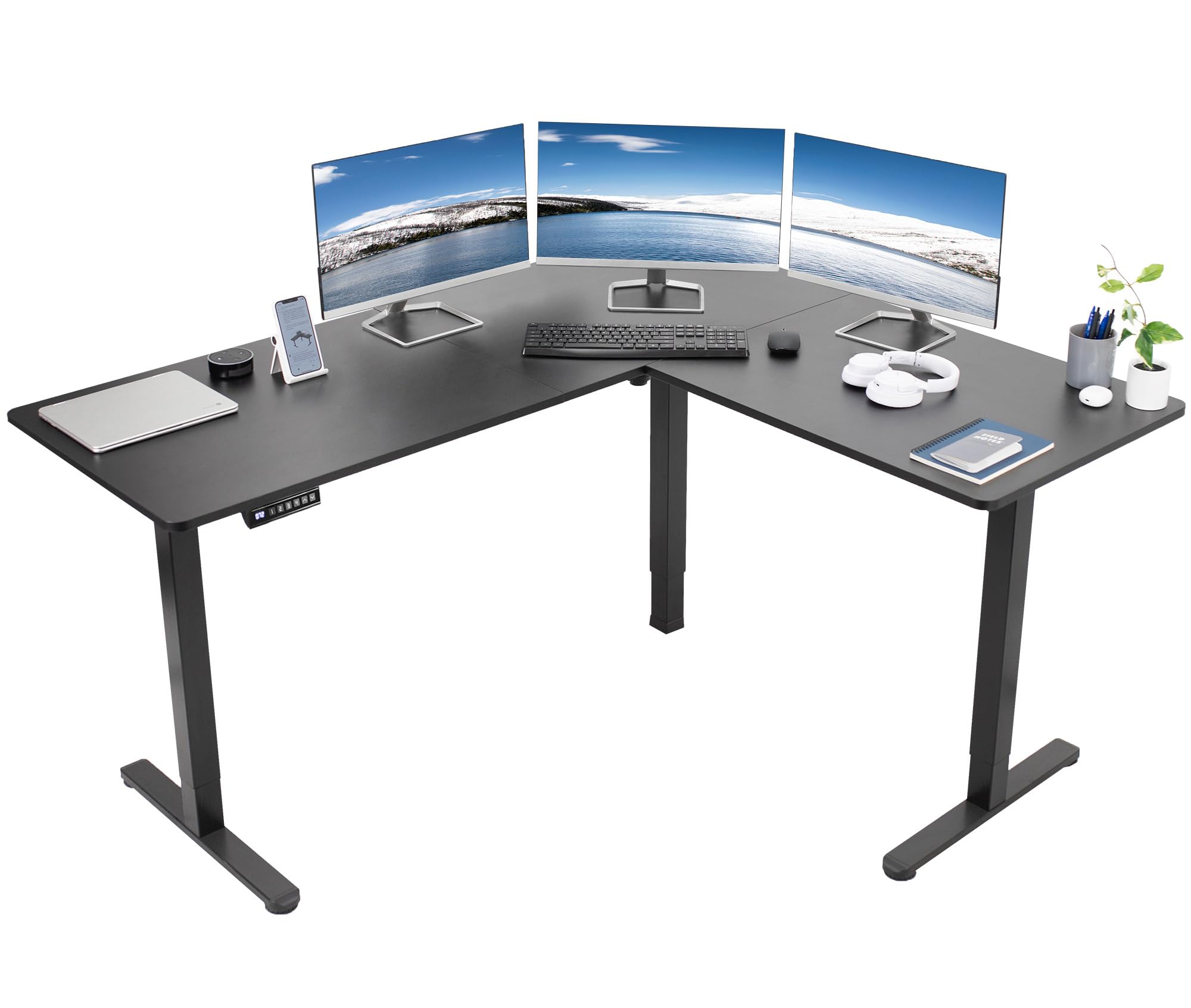 VIVO 55" Electric Height Adjustable L-Shaped Standing Desk