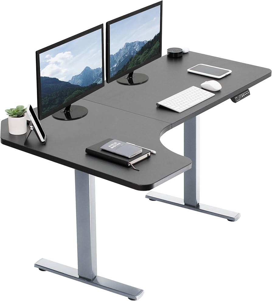VIVO Premium Electric L-Shaped Standing Desk 58x58
