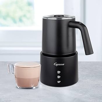**Capresso Froth Max** impresses with its dual frothing and heating capabilities, featuring three temperature settings (hot, warm, cold) for customized drinks. Its 12-ounce heating capacity and 8-ounce frothing limit make it great for small households. The clear glass carafe lets you monitor the process, and the non-stick coating simplifies cleanup. However, it’s slower than some competitors, taking up to two minutes for froth. **Pros**: Temperature versatility, visible frothing process, easy maintenance. **Cons**: Slower operation, glass carafe