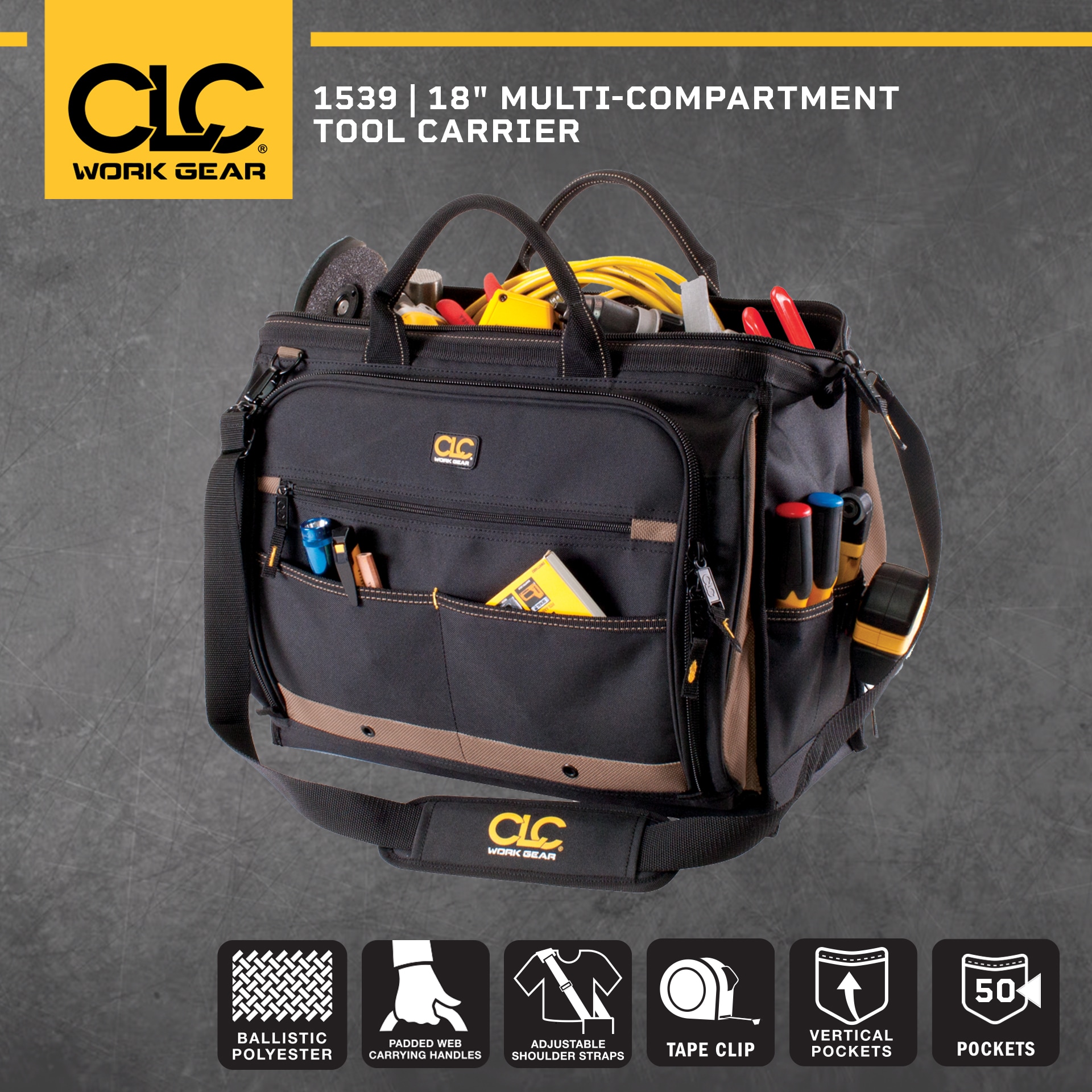 **CLC Work Gear 1539 Multi-Compartment Tool Bag**