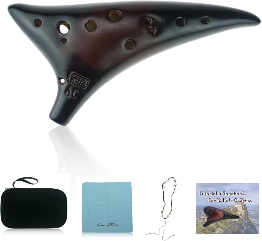 12 Hole Ocarina C Major Straw Fire with Bag