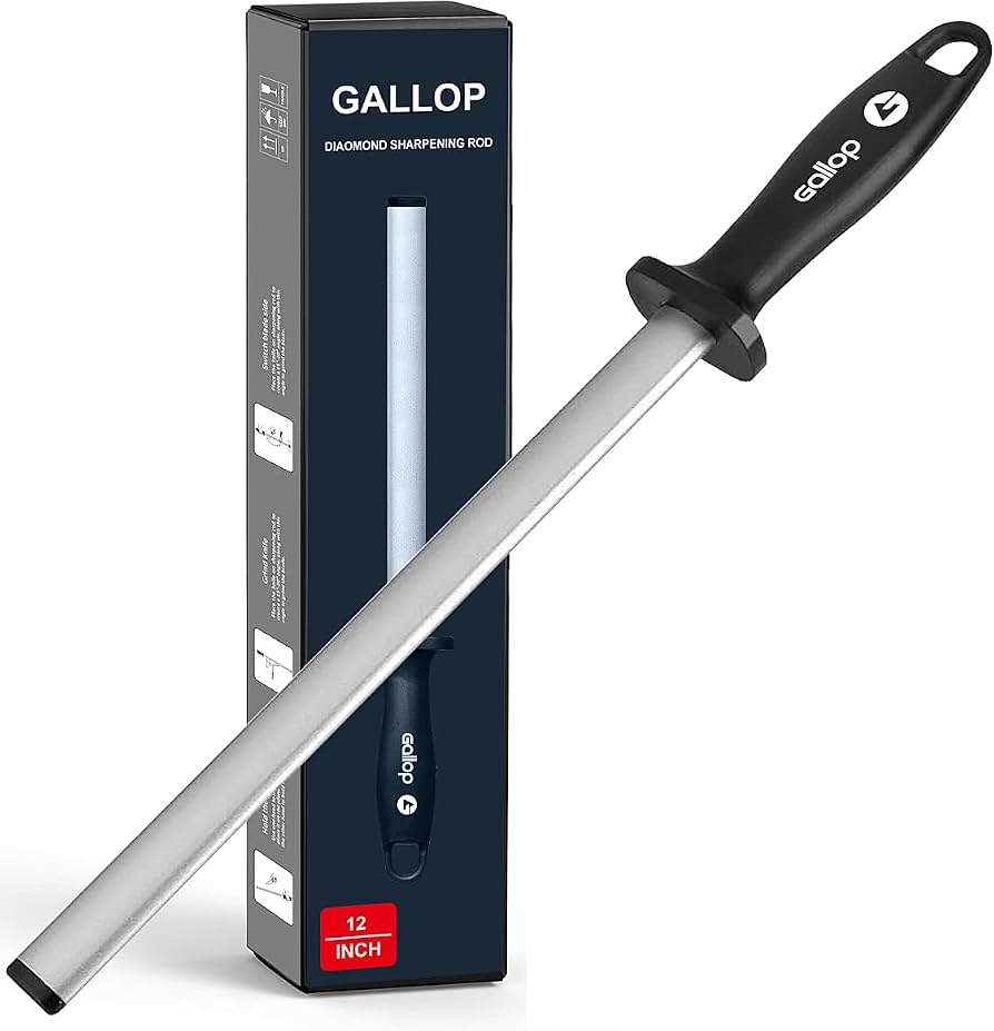 12-Inch Diamond Sharpening Steel with Finger Guard