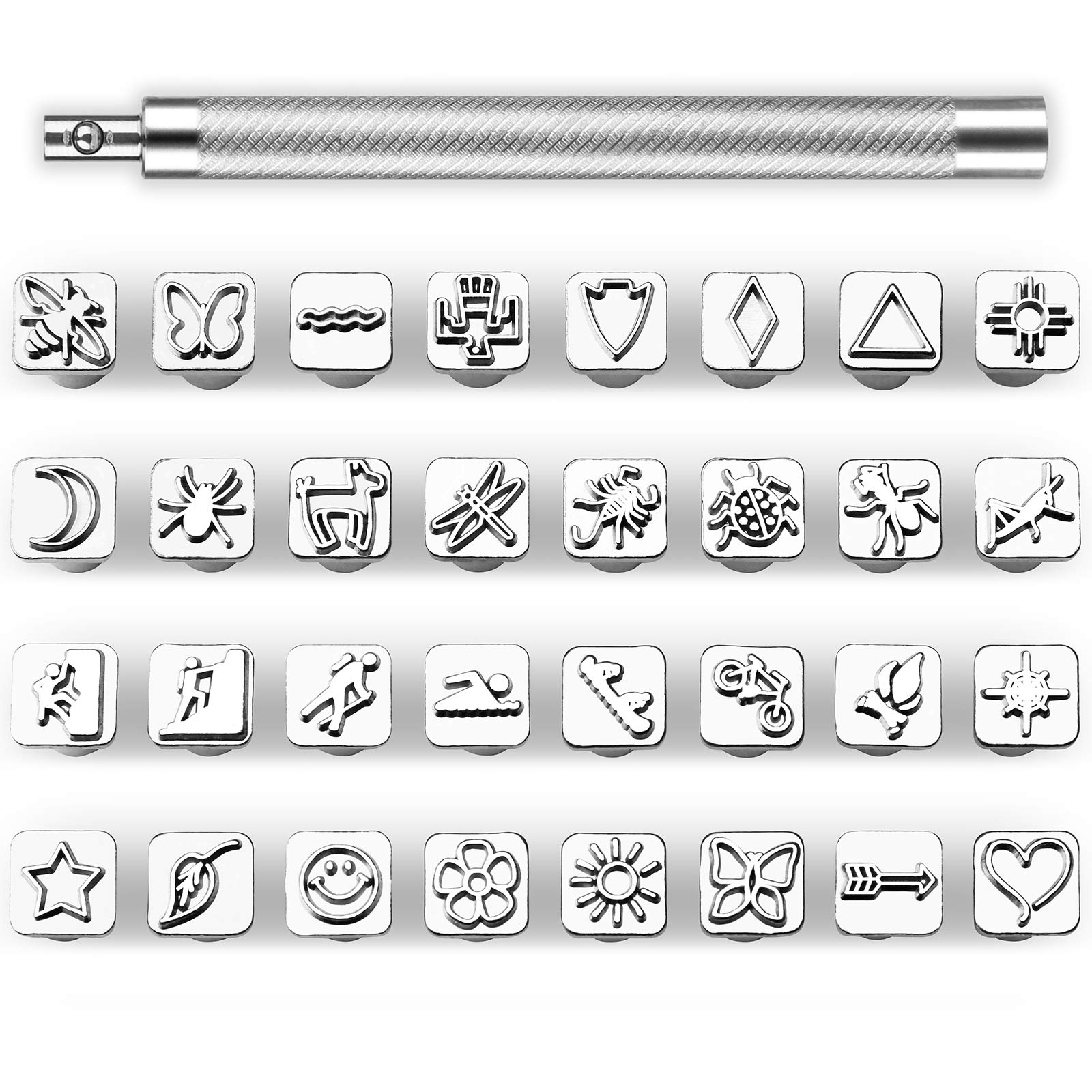 32Pcs Leather Craft Tools Kit with Punch & Stamp Set for Beginner