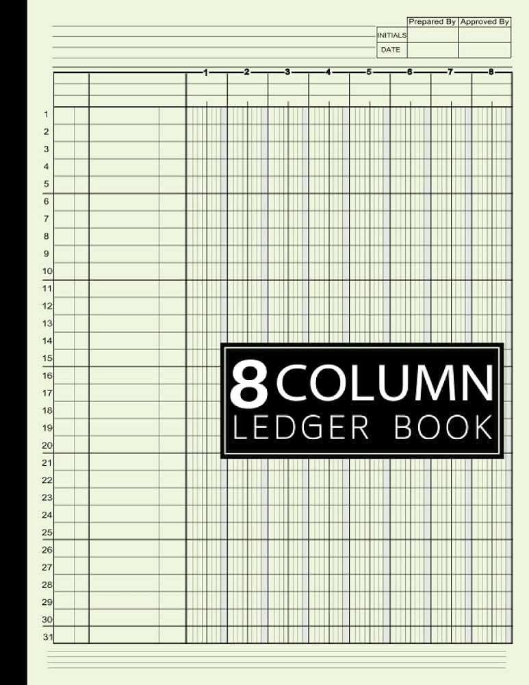 4E's Novelty Simple Accounting Ledger Book (112 Pages, 8 Columns)