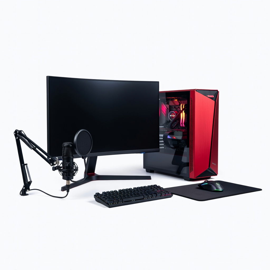ABS Orkan Ruby (Ryzen 7 7700, RTX 4060 Ti 16GB, 32GB DDR5, 1TB SSD) + Samsung Odyssey G6 27" 1440p 240Hz Curved Monitor + Streaming Peripherals