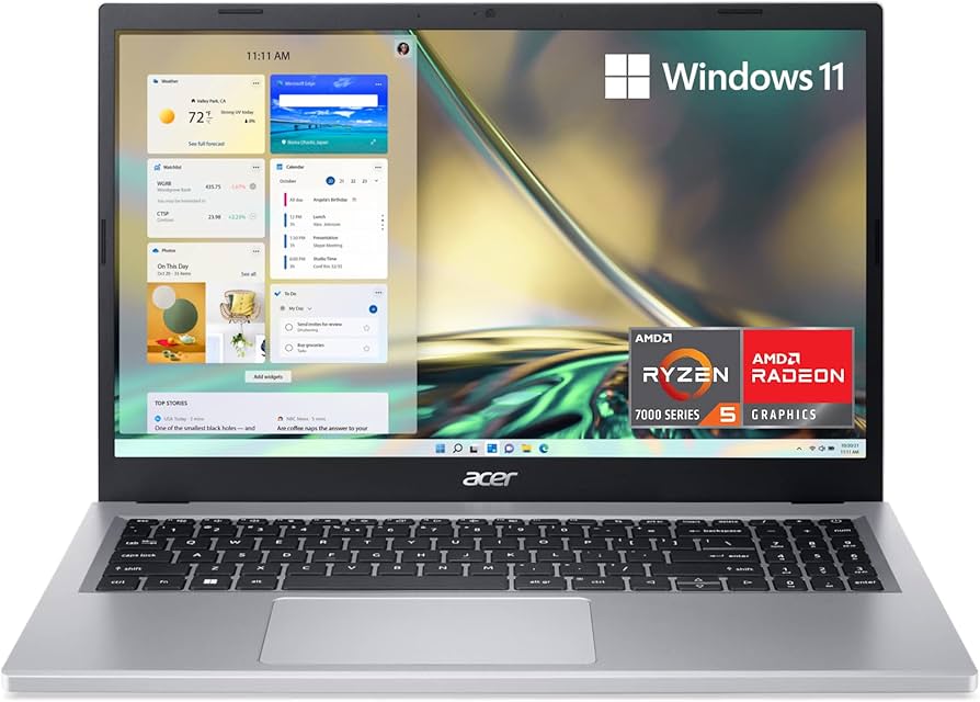 Acer Aspire 3 A315-24P 15.6 Inch Laptop + SHW 48-Inch Computer Desk + Furmax Mid-Back Mesh Office Chair + Acer SB220Q 21.5 Inch Monitor