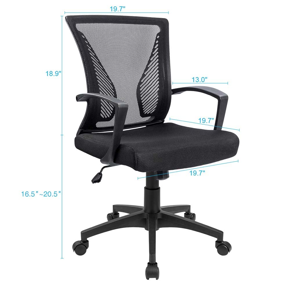 Amazon Basics 48-Inch Computer Desk + Furmax Mid-Back Mesh Chair + Simplehuman Desk Lamp