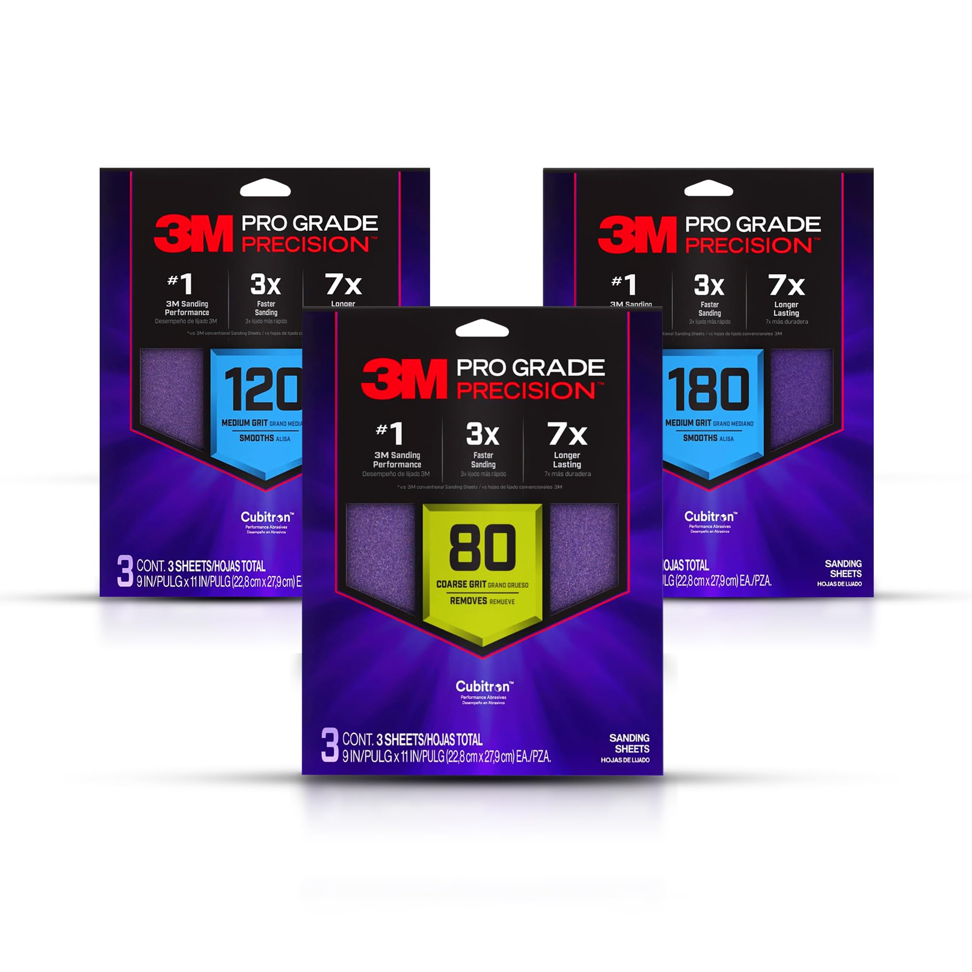 3M Pro Grade Precision Hand Sanding Sheets (5-Pack Assortment)
