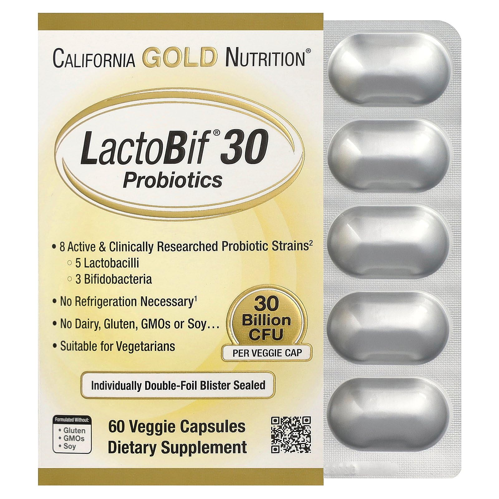 California Gold Nutrition LactoBif 5, 5 Billion CFU