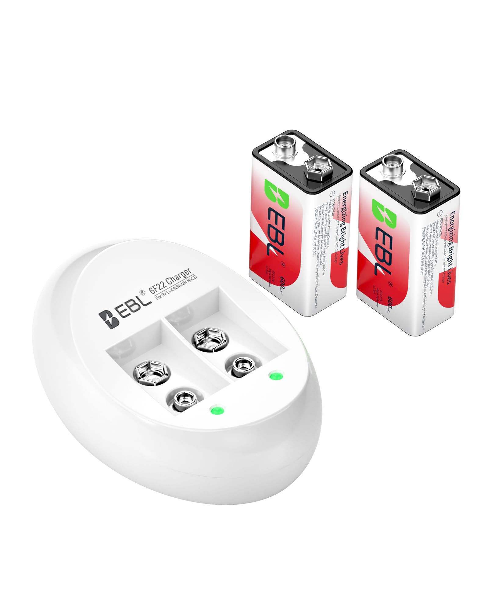 EBL 9V NiMH Rechargeable Batteries (4-Pack) + Charger