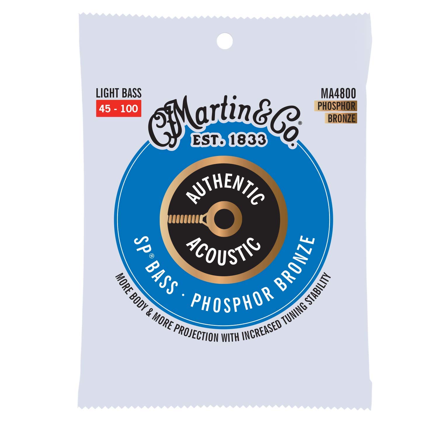 Martin MA850 Authentic Acoustic Superior Performance Phosphor Bronze Light Bass