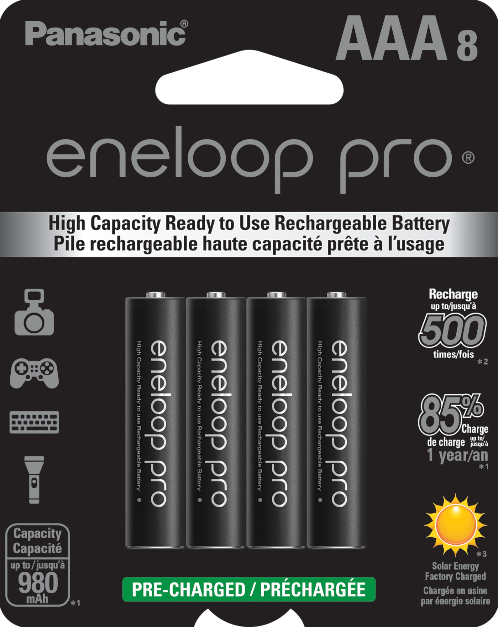 Panasonic Eneloop AAA Rechargeable Batteries (8-Pack)