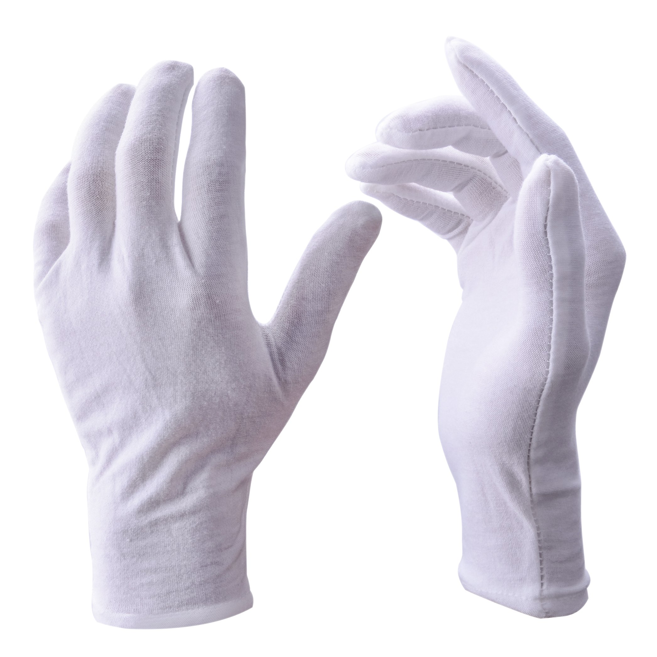 Shades of London White Cotton Gloves (12 Pairs, Large)