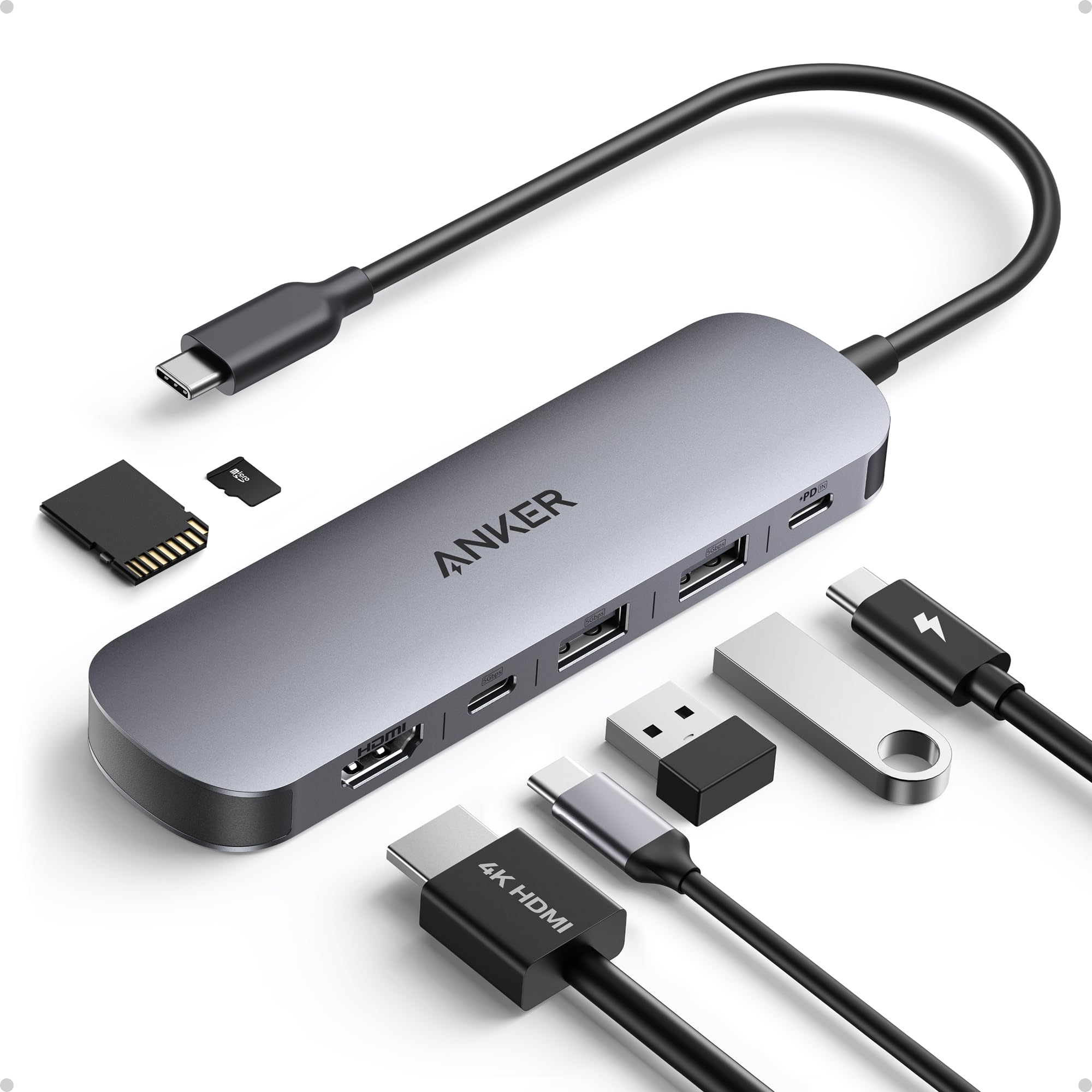 Anker USB-C Hub (7-in-1, with HDMI, Ethernet, USB-A, microSD)