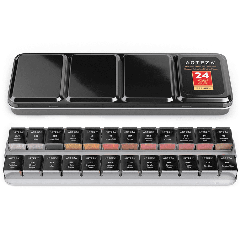 Arteza Watercolor Paint Set, 24 Premium Half Pans