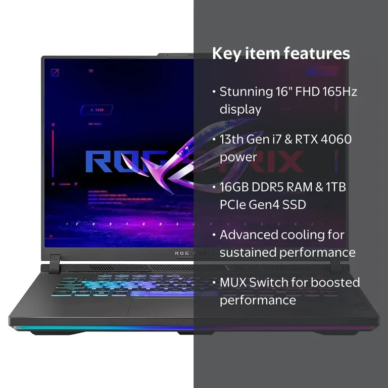ASUS ROG Strix G16 (2024) Gaming Laptop (Intel i7-13650HX, RTX 4070, 16GB RAM, 1TB SSD)