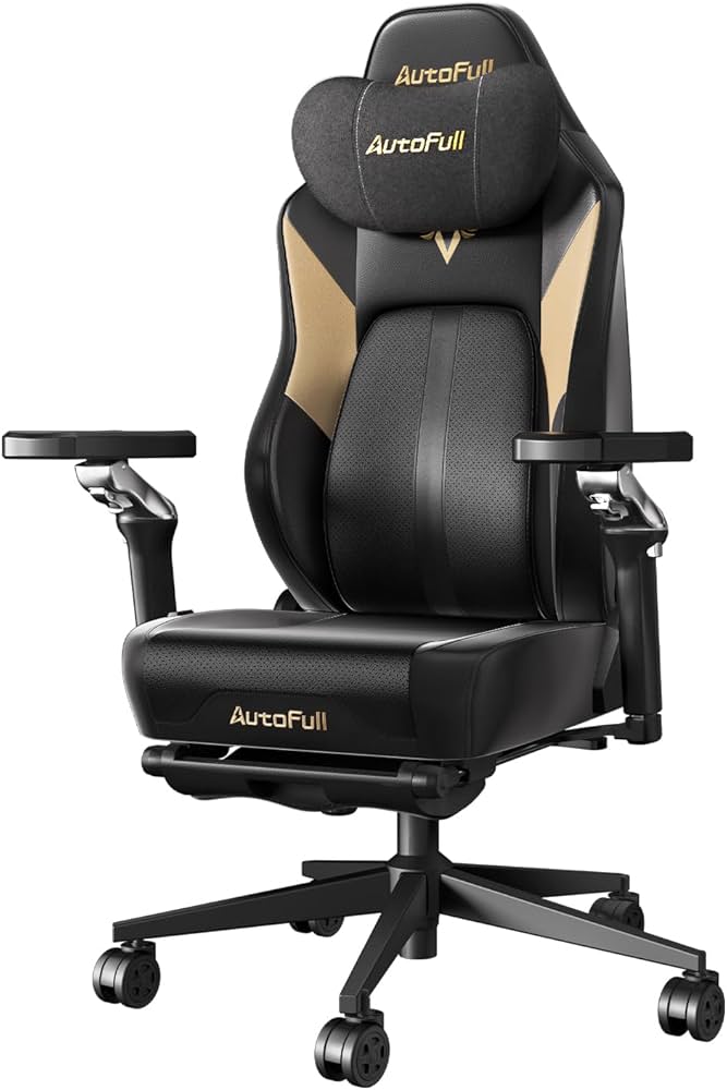 AutoFull Gaming Chair with Massage Lumbar & 4D Armrest, Racing Style