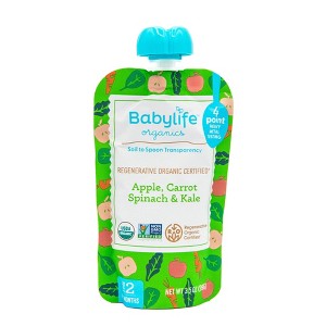 Babylife Organics Stage 2 - Apple, Carrot, Spinach & Kale, 3.5 Ounce Pouch (1 Pack) - Heavy Metal Safe, Organic Baby Food