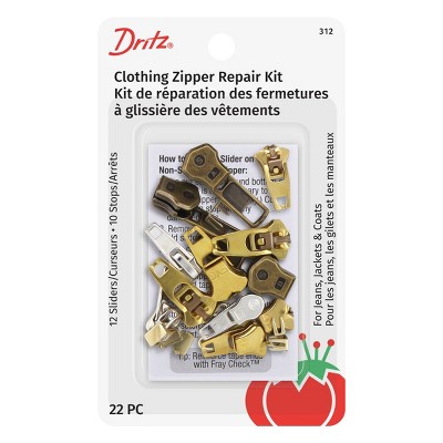Basic Zipper Repair Kit - 10 Piece Assorted Sliders