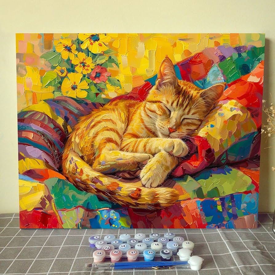 Beginner Paint by Numbers Kit - Cute Animals, 16x20 Inch