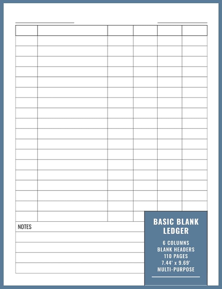 Blue Summit Supplies Blank Accounting Ledger Notebook