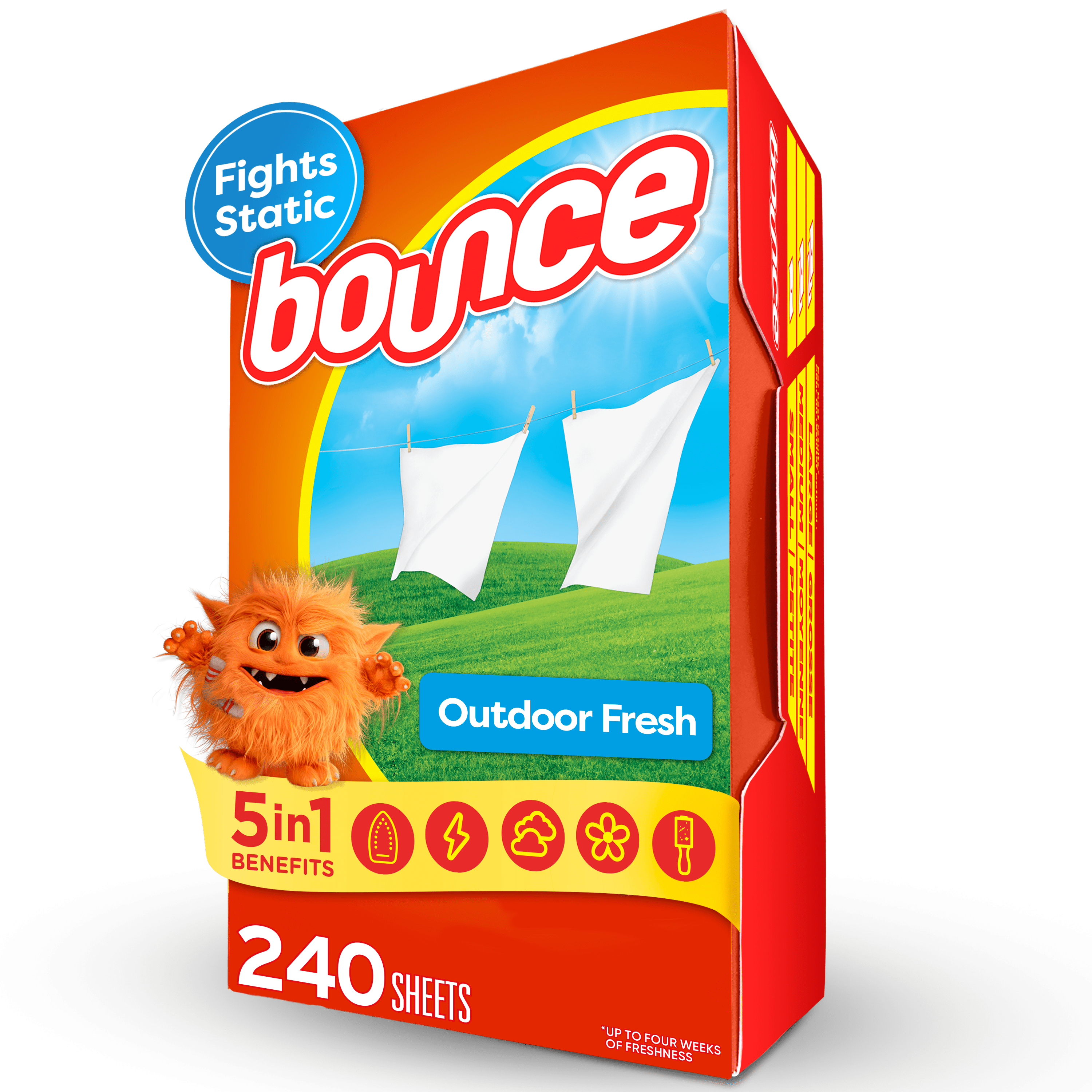 Bounce Fabric Softener Dryer Sheets, Outdoor Fresh, 240 Count