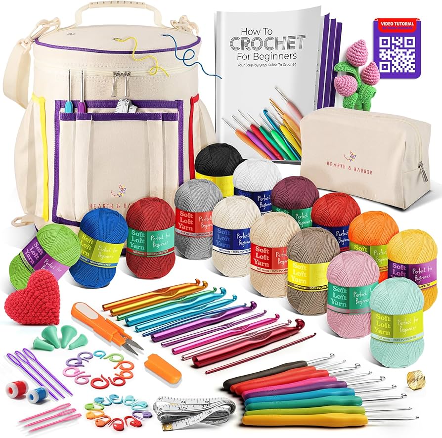 Boyer Crafts Complete Crochet Kit for Beginners - 33 Pieces with Patterns