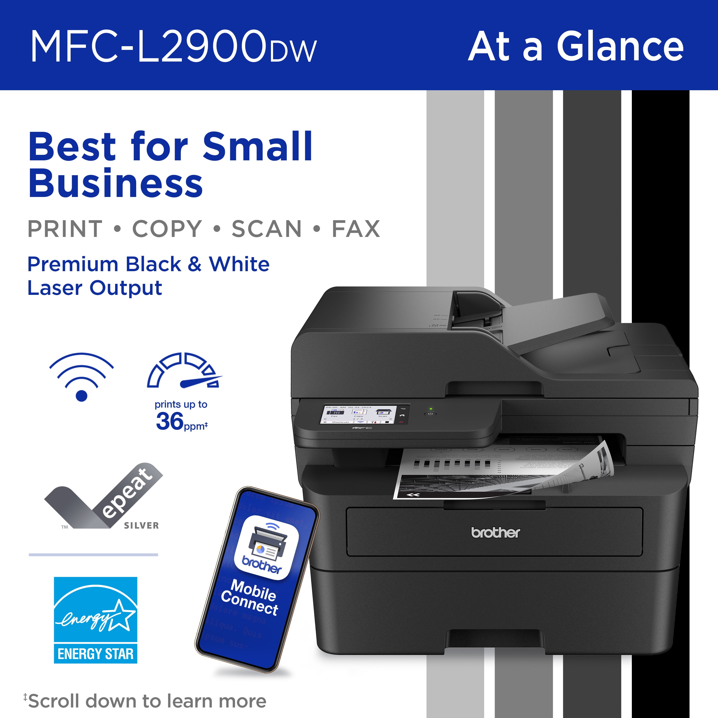 Brother MFC-L2900DW Wireless Mono Laser All-in-One Printer