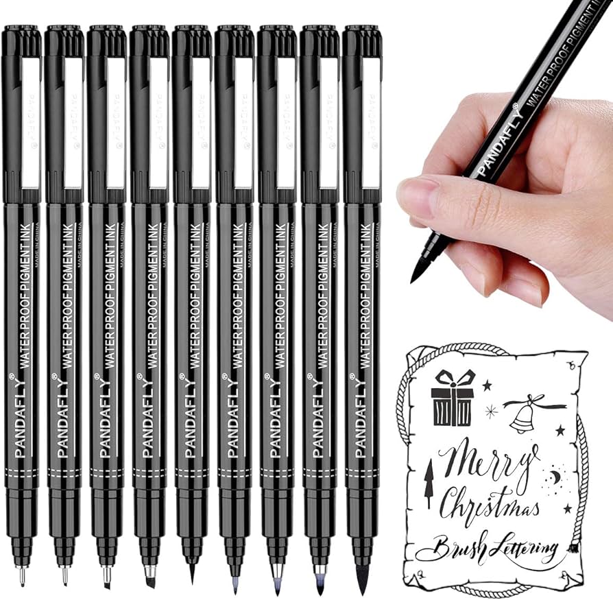 Brusarth Calligraphy Brush Pens, 9 Piece Set