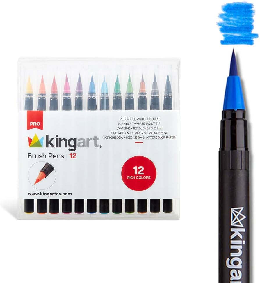 Brusarth Calligraphy Brush Pens Set, 12 Pack