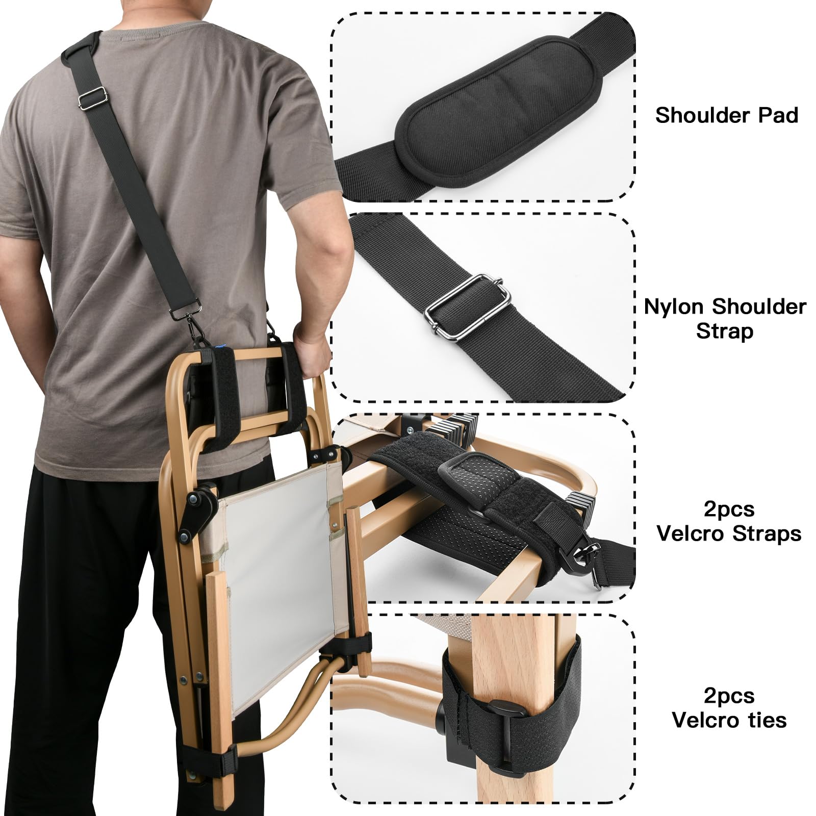 Camping Chair Carry Strap with Shoulder Pad